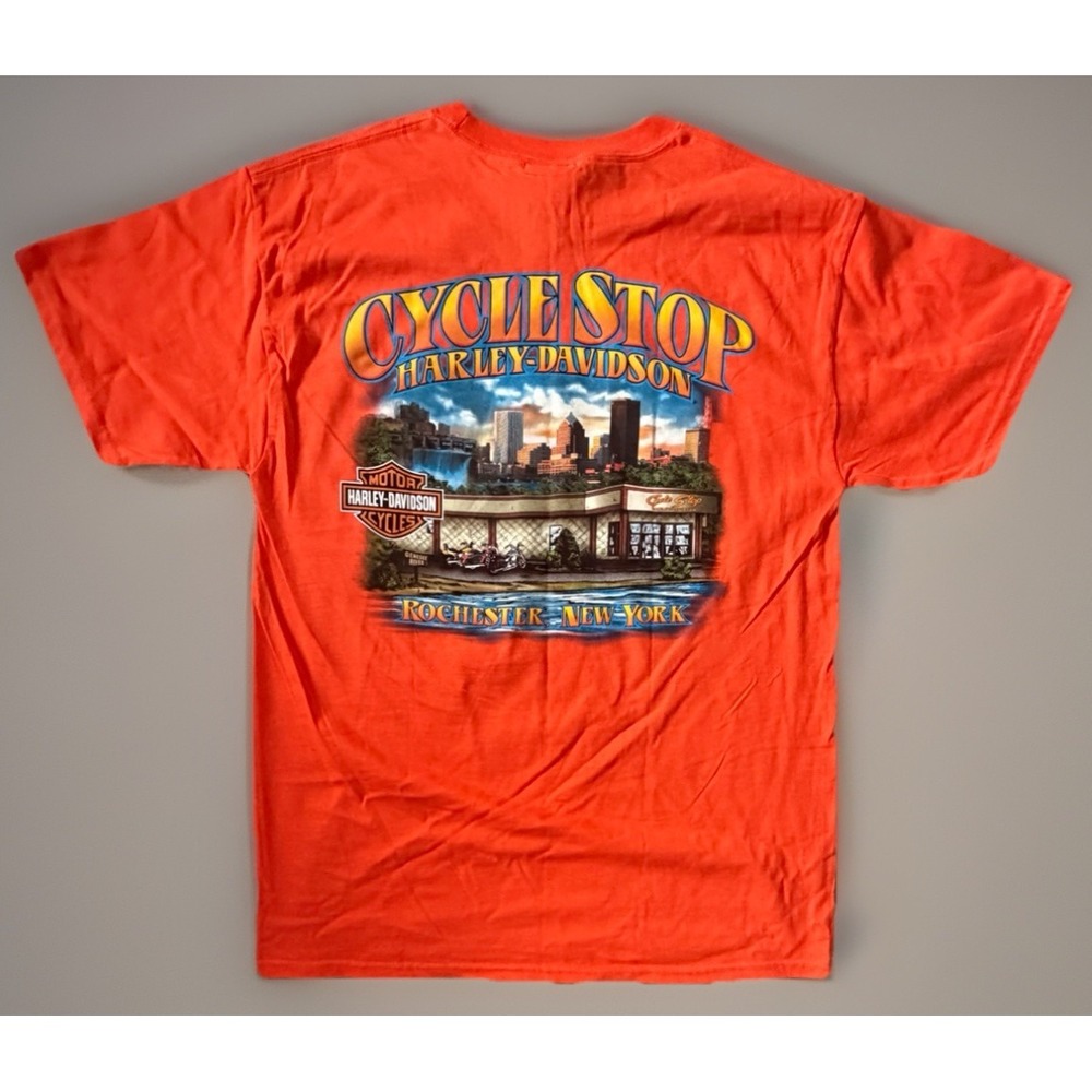 New Harley-Davidson Motorcycles Short Sleeve T-Shirt Orange Medium NWT JBHS